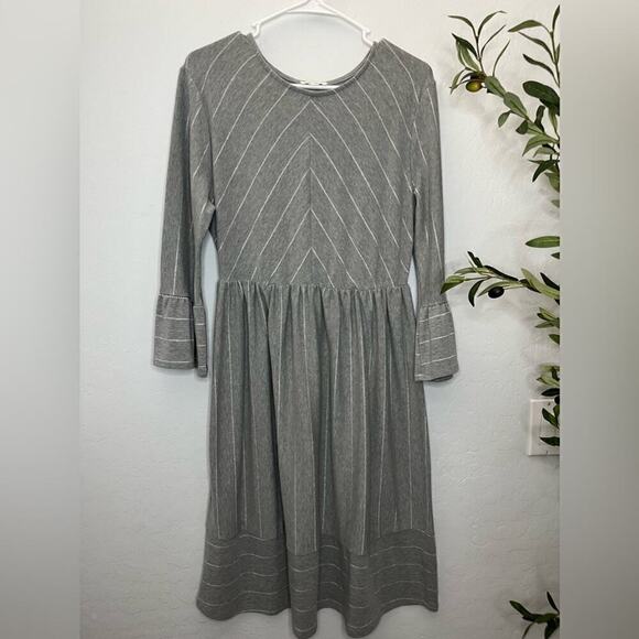 Gray Metallic Chevron Striped Dress - Picture 5 of 8